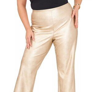Vince Camuto Gold Pants Women's Plus Size 16W Straight Leg Party Holiday Vegan
